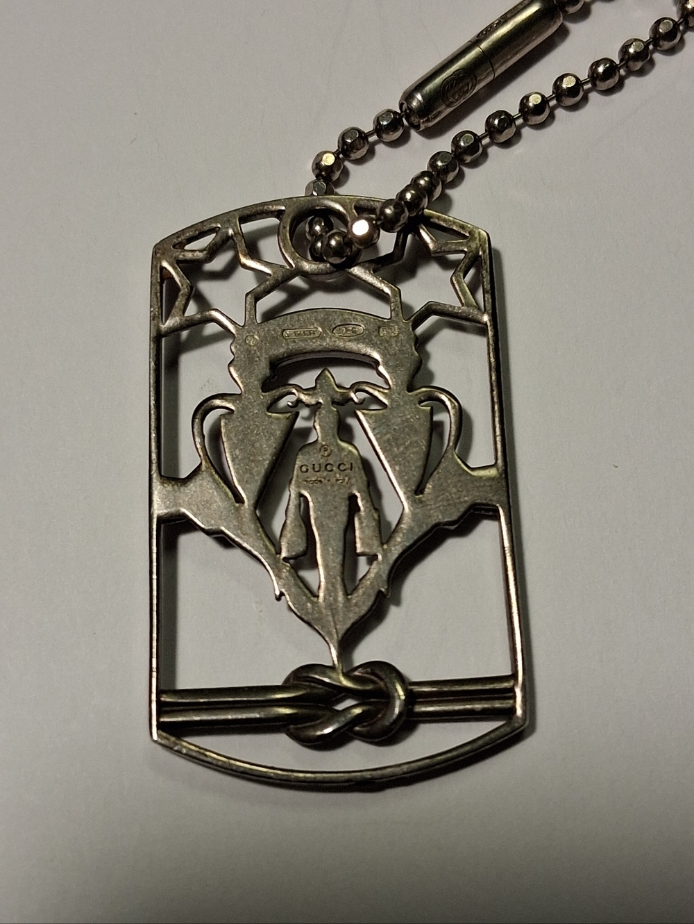 Rare  Gucci Liftboy Crest 929 ⁷Silver Dual Dog Tag Necklace - Picture 5 of 16